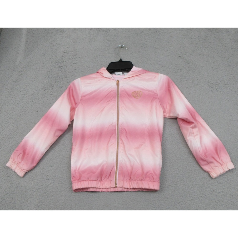 Body Glove Jacket Girls 7 Pink‎ Ombré Zip Hooded Windbreaker Glitter Heart
